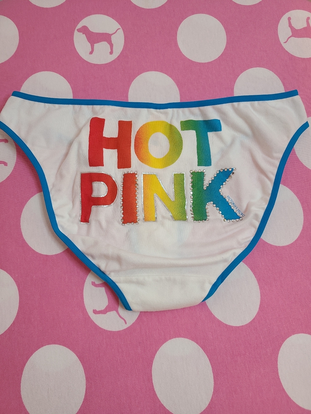 Rare VTG VS PINK Rainbow Bling Graphic Cotton Classic Bikini Panty Size Sm NWT